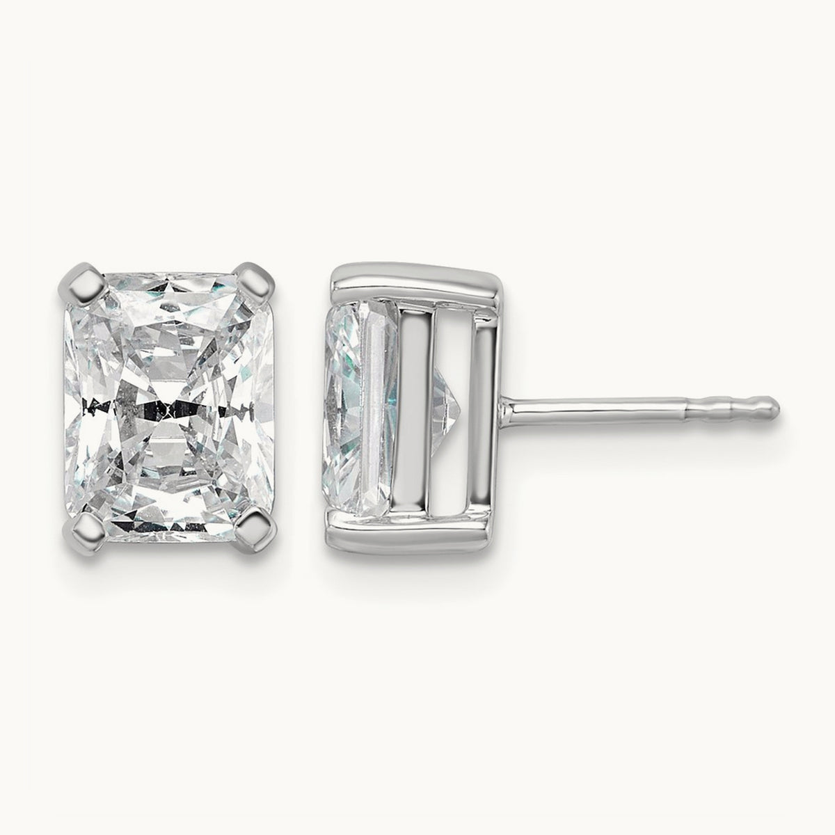 Radiant Four-Prong Stud Earrings, 0.50-6.00 ct tw Lab-Grown Diamond — 4 ct, 14K White Gold