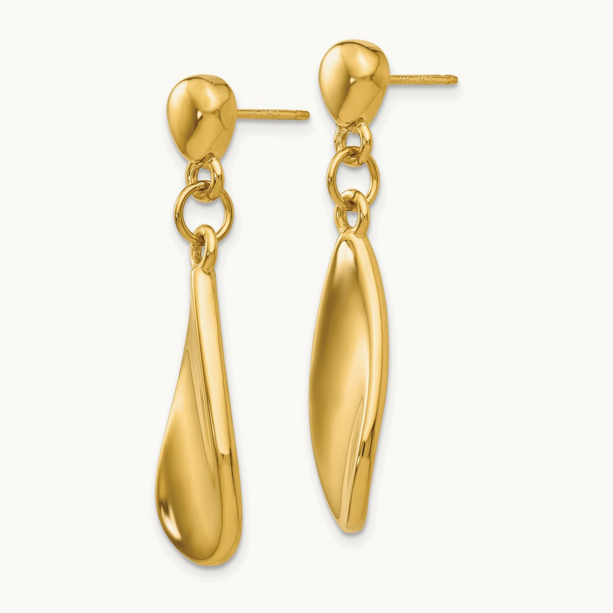 Tear Drop Dangle Post Earrings, 14K