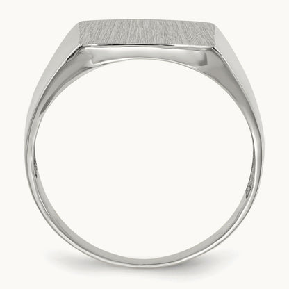 13.0x13. Closed Back Signet Ring, 0mm, 14K White Gold