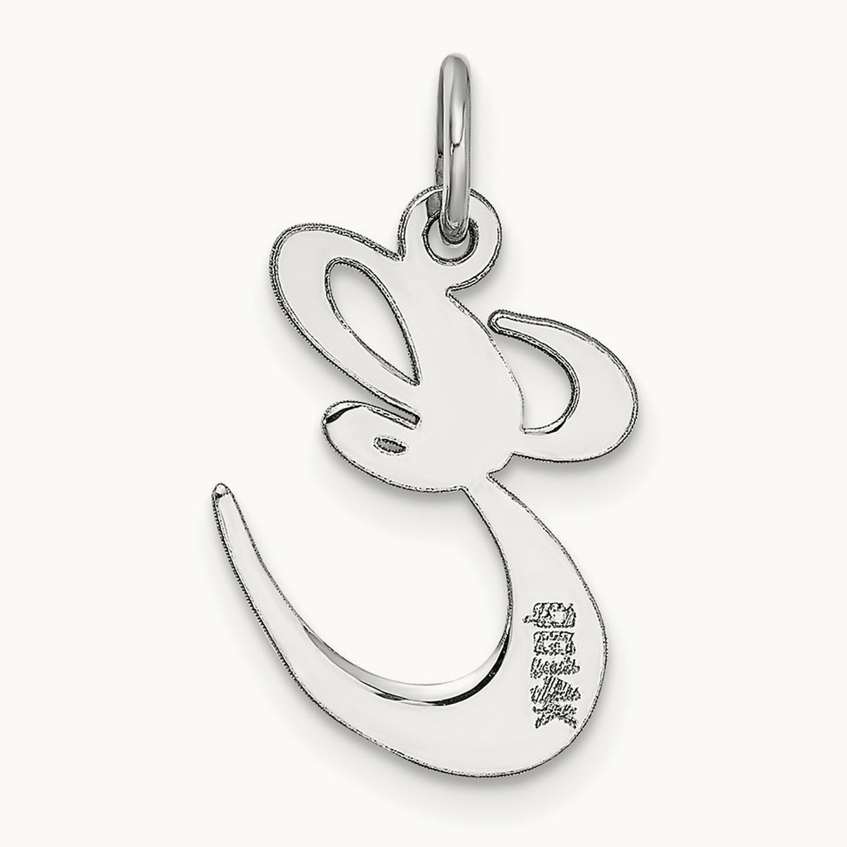 Medium Fancy Script Initial Charm — 14K White Gold, E