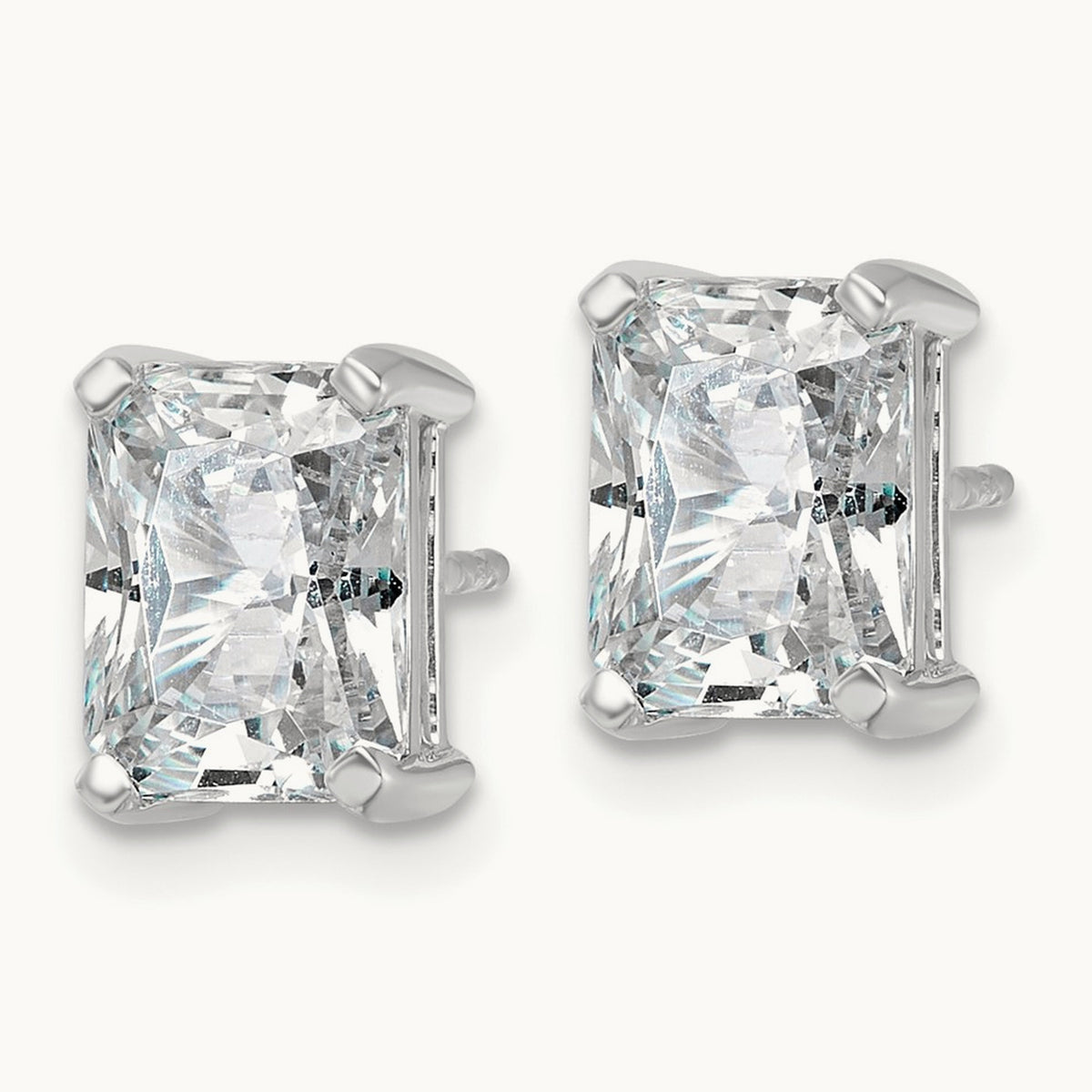 Radiant Four-Prong Stud Earrings, 0.50-6.00 ct tw Lab-Grown Diamond — 4 ct, 14K White Gold