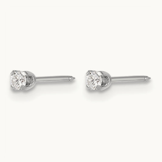 Inverness 14k White Gold .10ct Lab Grown Diamond Short Post Earrings, 2.4mm