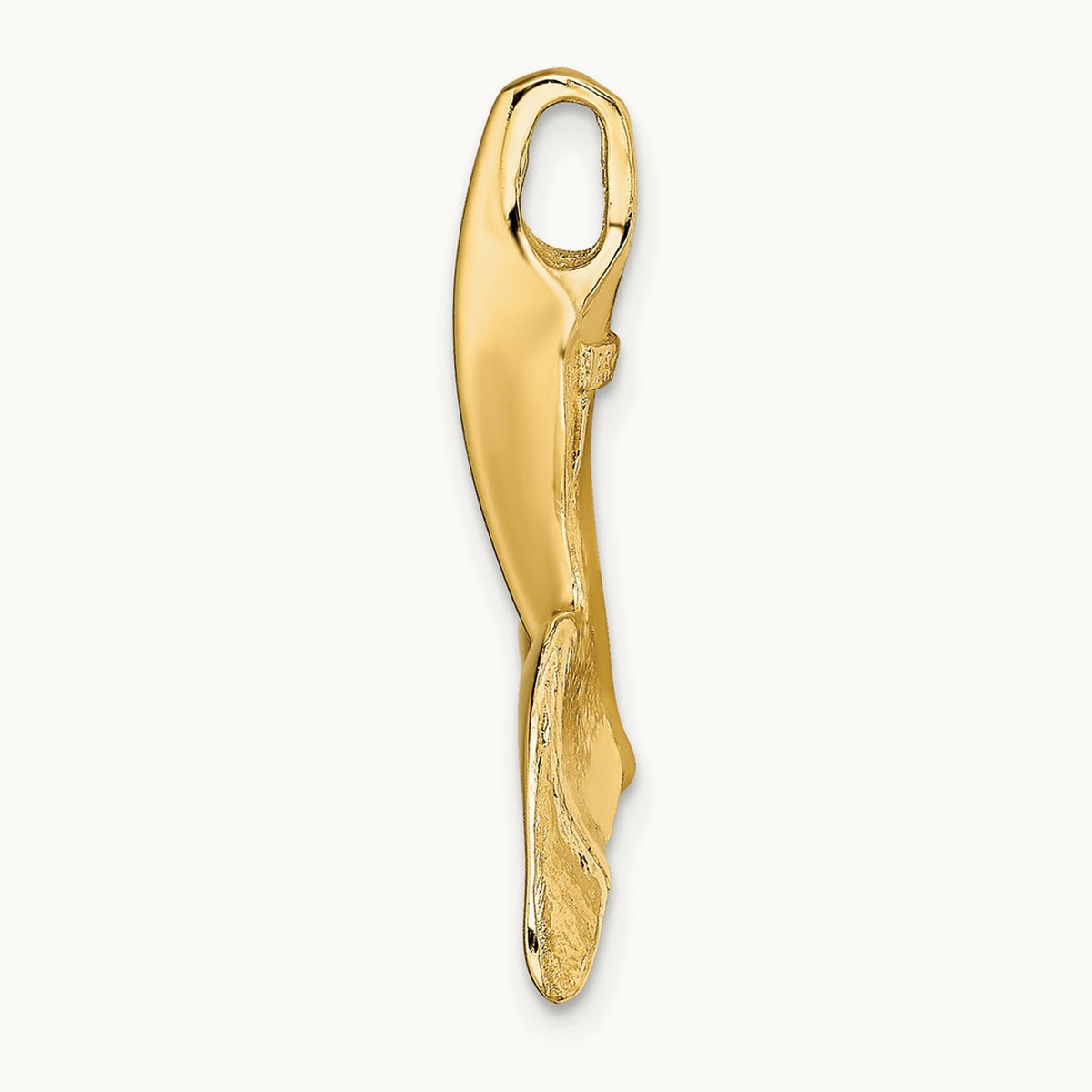 3-D Polished Whale Tail Chain Slide — 14K Yellow Gold, 25mm