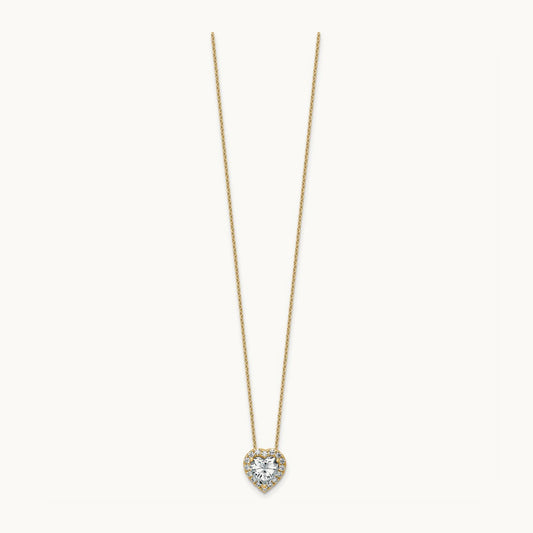 Heart Halo Necklace, 1.75 ct tw Lab-Grown Diamond — 14K Yellow Gold