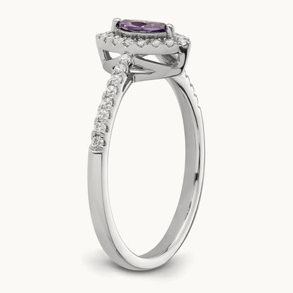 Amethyst Feb Birthstone Ring, 0.20 ct tw Lab-Grown Diamond