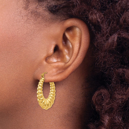 Polished Scalloped Hoop Earrings — 23.75mm