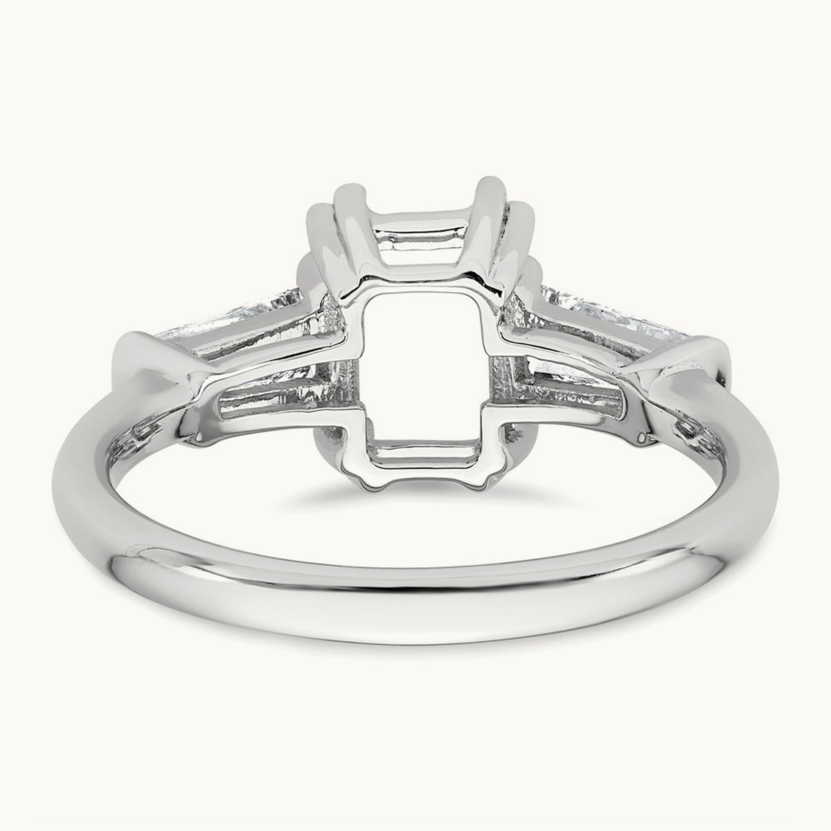 Emerald Center Semi-Mount Engagement Ring — 14K White Gold, 3/4 ct, 7