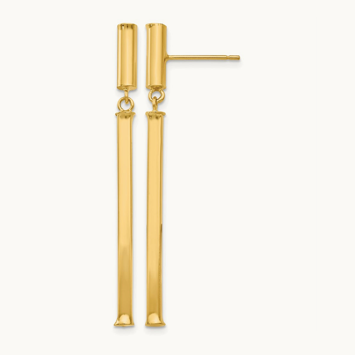 Fancy Squared Post Dangle Earrings, 14K