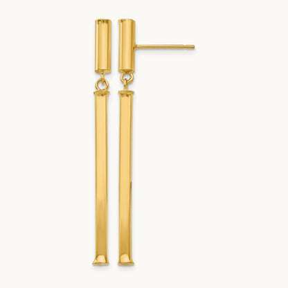 Fancy Squared Post Dangle Earrings, 14K