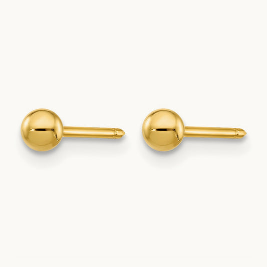 Inverness 14k Polished Ball Short Post Earrings, 3mm