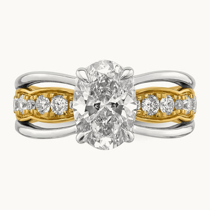 14ktt Certified Oval Center Lab Grown Diamond VS+ F+ Ring