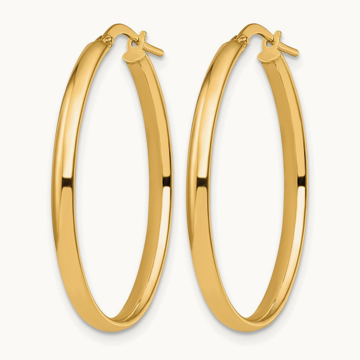 Polished Oval Hoop Earrings, 10K — Leslie's