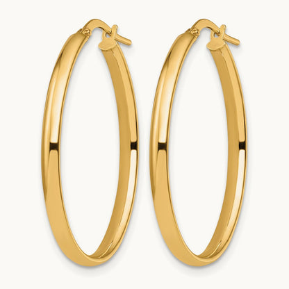 Polished Oval Hoop Earrings, 10K — Leslie's