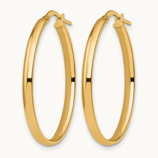 Polished Oval Hoop Earrings, 10K — Leslie's