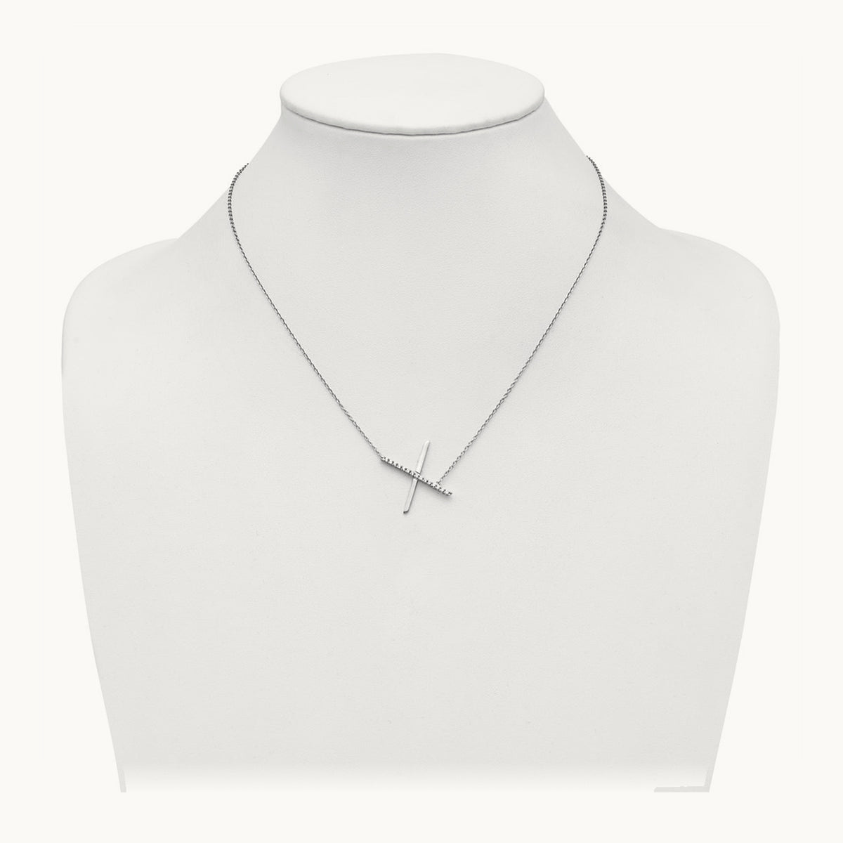 Sideways Diamond Necklace — 14K White Gold, X