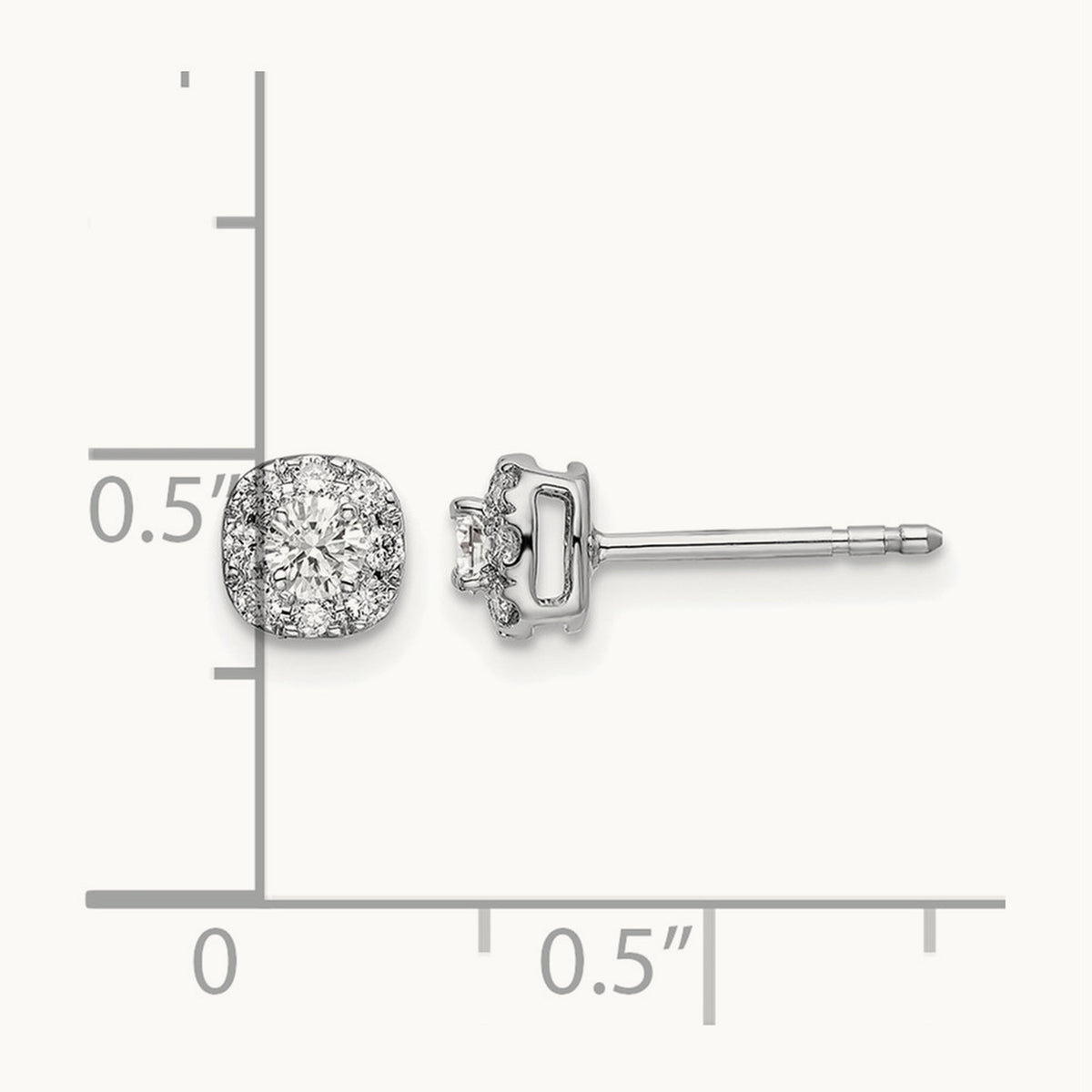 Cushion Halo Post Earrings, 0.25-1.00 ct tw Lab-Grown Diamond — 1/3 ct, 14K White Gold