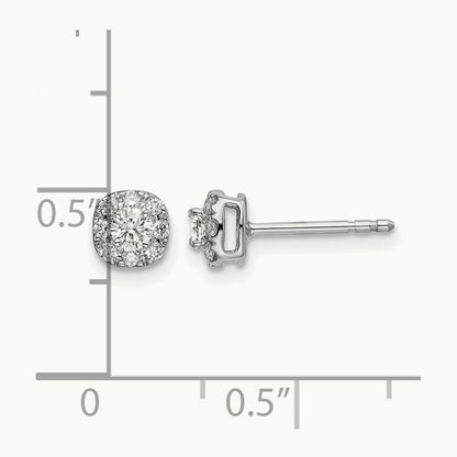 Cushion Halo Post Earrings, 0.25-1.00 ct tw Lab-Grown Diamond — 1/3 ct, 14K White Gold
