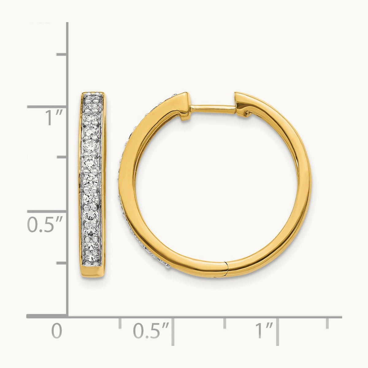 Diamond Hinged Hoop Earrings, 14K