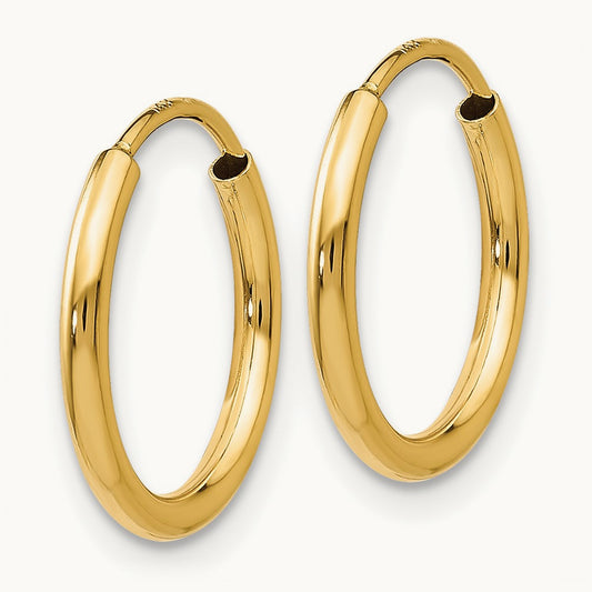 Polished Round Endless Hoop Earrings, 1.5mm, 14K