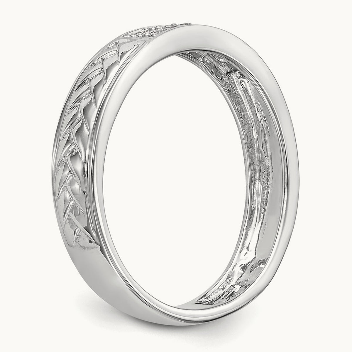 Diamond Trio Ladies Wedding Band, 10K White Gold