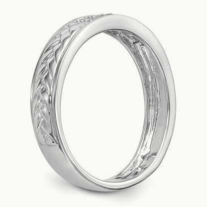 Diamond Trio Ladies Wedding Band, 14K White Gold