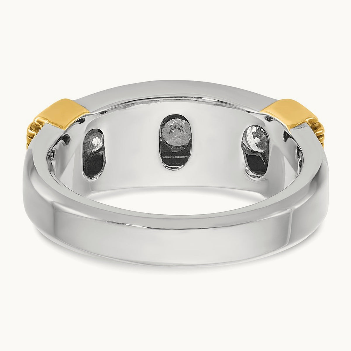 IBGoodman Men's Polished & Textured 5-Stone Dia Ring, 14K Two-tone