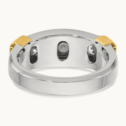 IBGoodman Men's Polished & Textured 5-Stone Dia Ring, 14K Two-tone