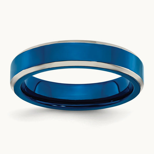 Polished Blue IP-plated Band, 5mm, Stainless Steel