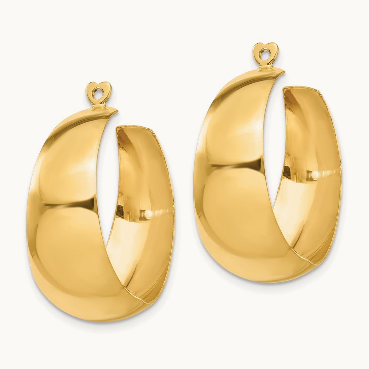 Polished Hoop Earring Jackets — 14K Yellow Gold, 28mm