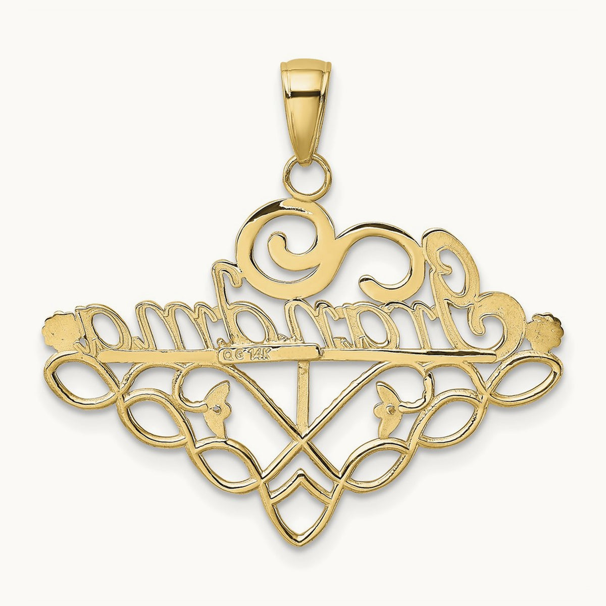 GRANDMA Birthstone Charm Holder Pendant — 14K Yellow Gold