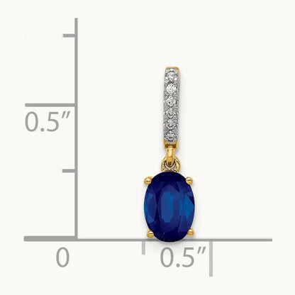 Diamond and Oval 1.04 Oval Sapphire Pendant, 14K