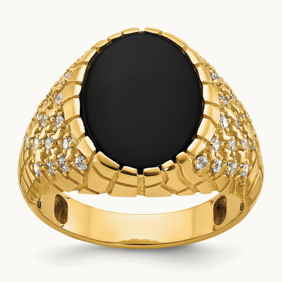 IBGoodman Men's Onyx and Diamond Nugget Complete Ring, 14K