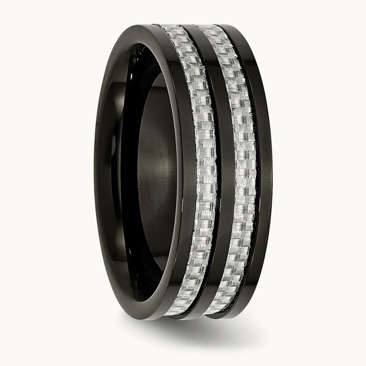 Polished Black IP-plated with Grey Carbon Fiber Inlay Band — photo set (2)