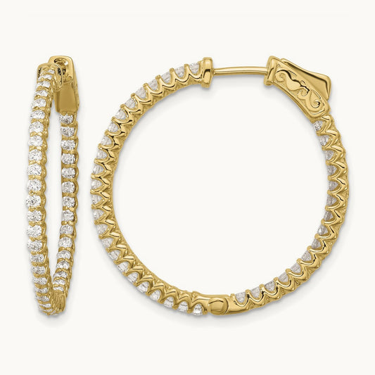 1.56ct 78- In/Out Hoop w/ Safety Clasp Diamond Earrings, 1.7mm, 14K