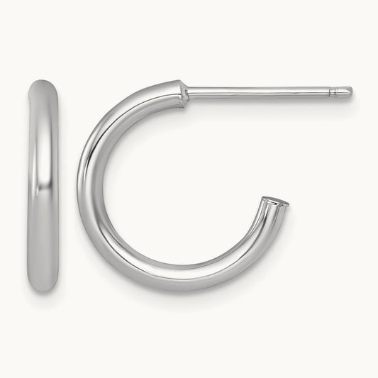 2.0 x Polished Post Hoop Earrings — 14K White Gold