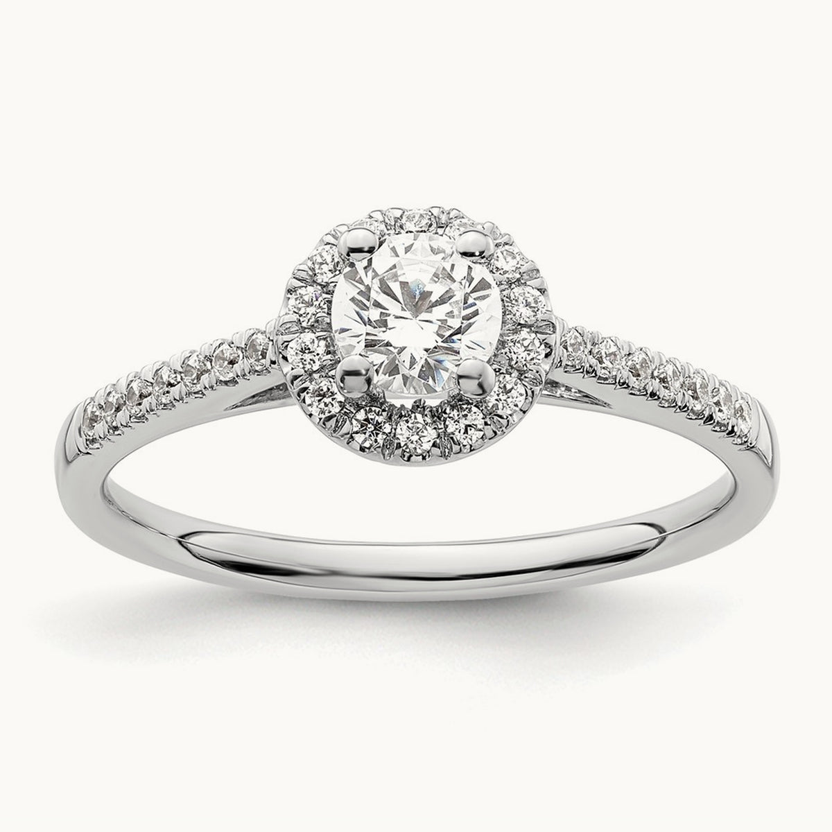 Round Semi-Mount Halo Engagement Ring, 0.15-0.50 ct tw — 1/6 ct, 14K White Gold