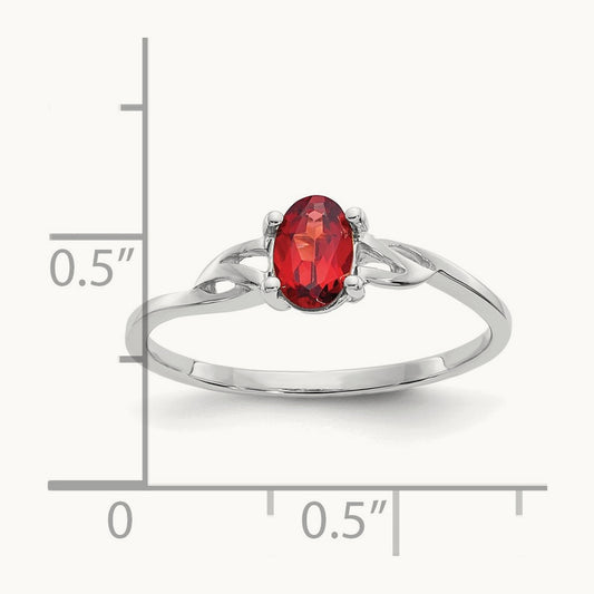 Garnet Birthstone Ring, 14K White Gold