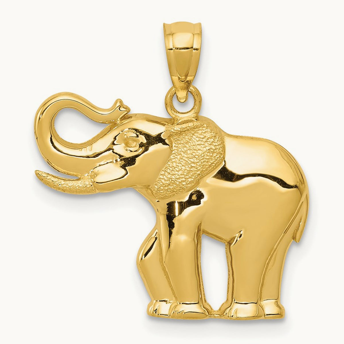 Polished / Satin Elephant Pendant, 14K