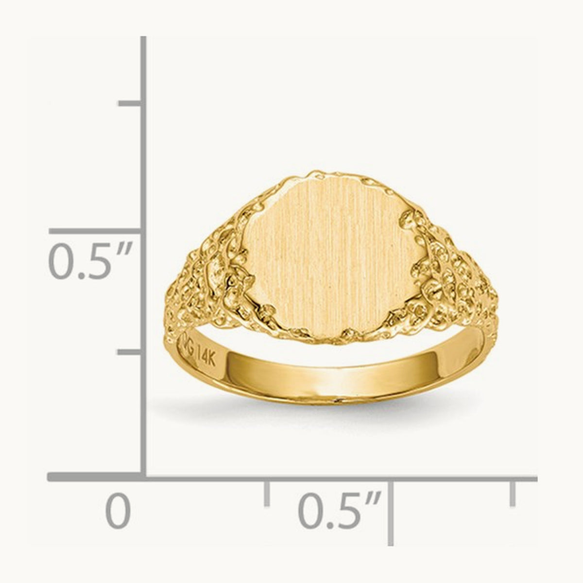 9.5x8. Closed Back Signet Ring, 5mm, 14K