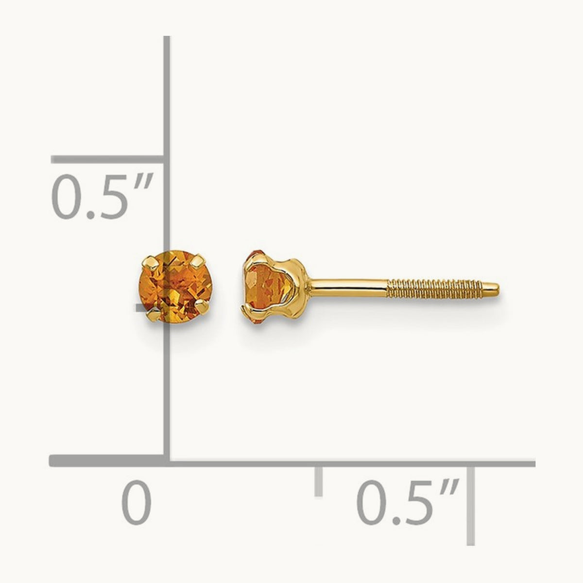 Madi K Citrine Birthstone Earrings, 3mm, 14K