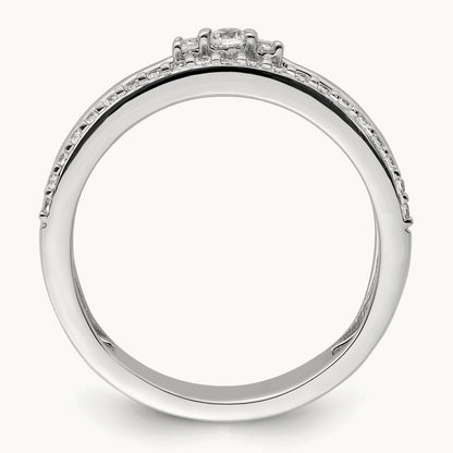 Polished Diamond Double Band Fashion Ring, 14K White Gold