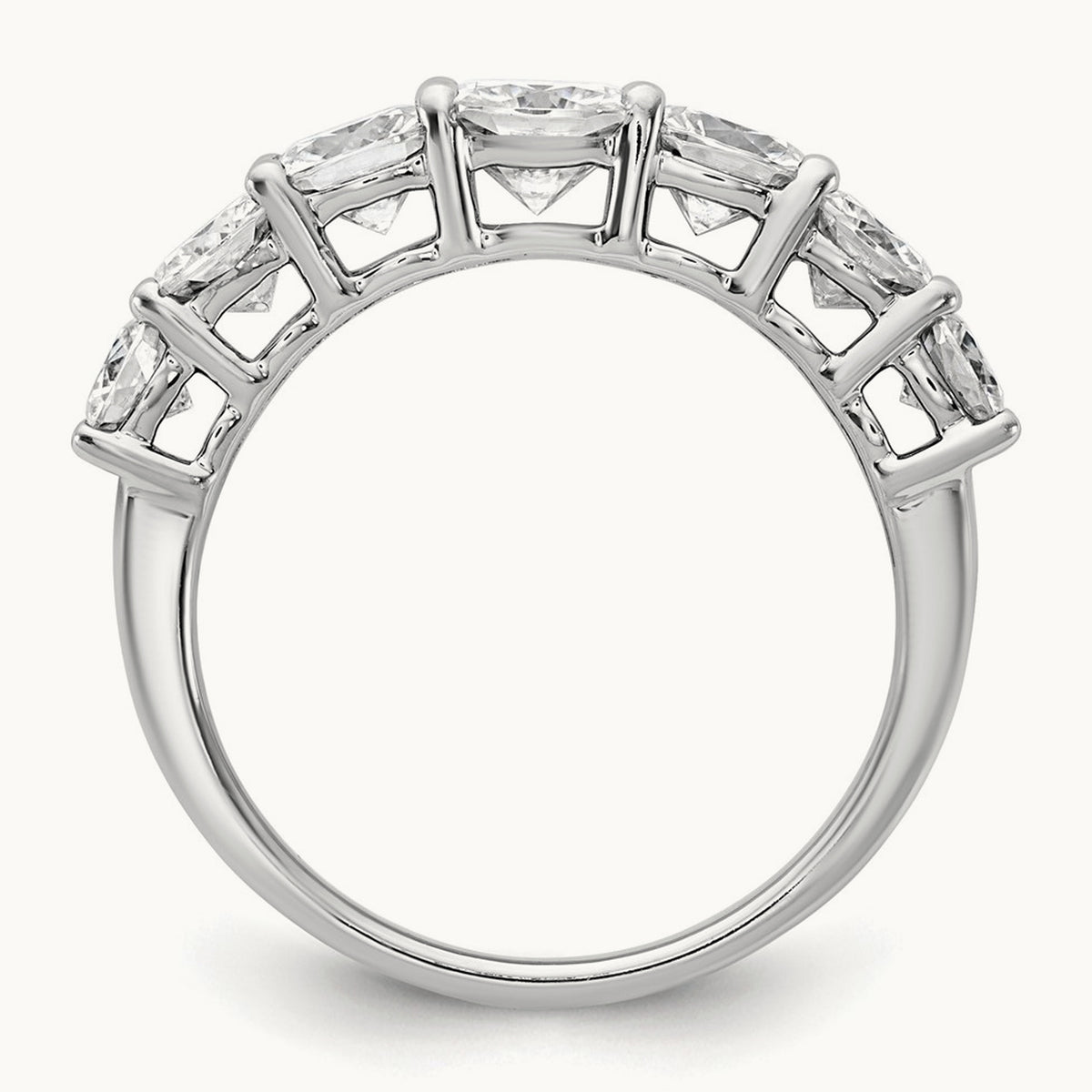 Cushion 7 Stone Band, 1.50-3.25 ct tw Lab-Grown Diamond — 2 3/8 ct, 14K White Gold