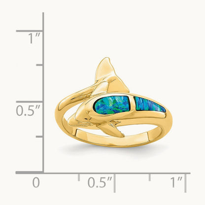 Lab Created Opal Dolphin Ring, 14K