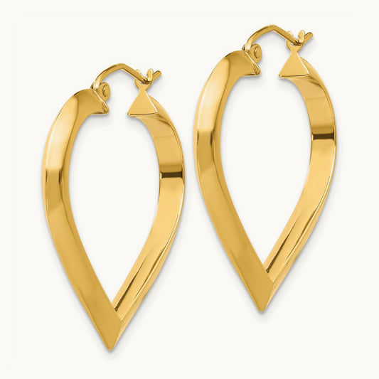 Polished Heart Hoop Earring, 14K