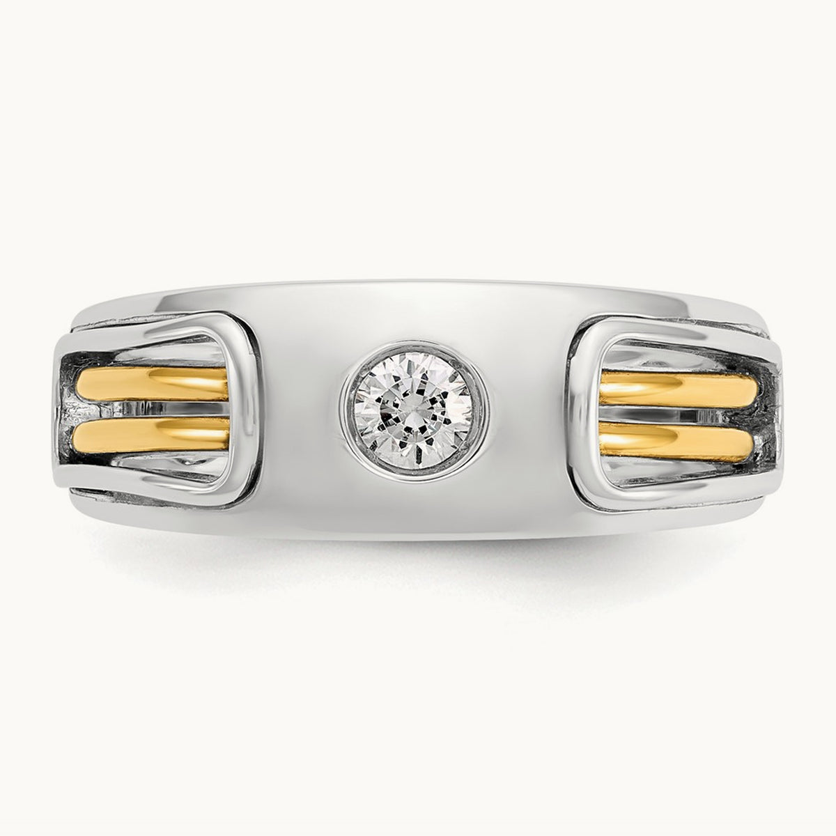 IBGoodman Men's Polished and Cut-Out Diamond Ring, 14K Two-tone