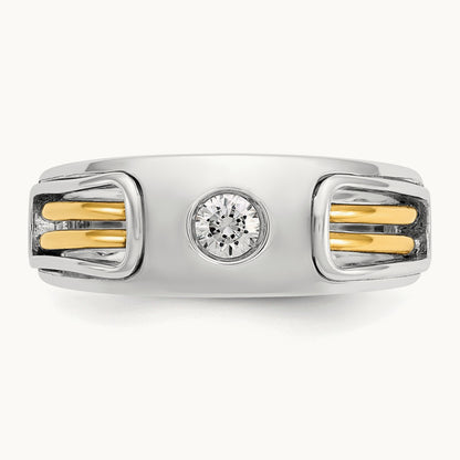 IBGoodman Men's Polished and Cut-Out Diamond Ring, 14K Two-tone