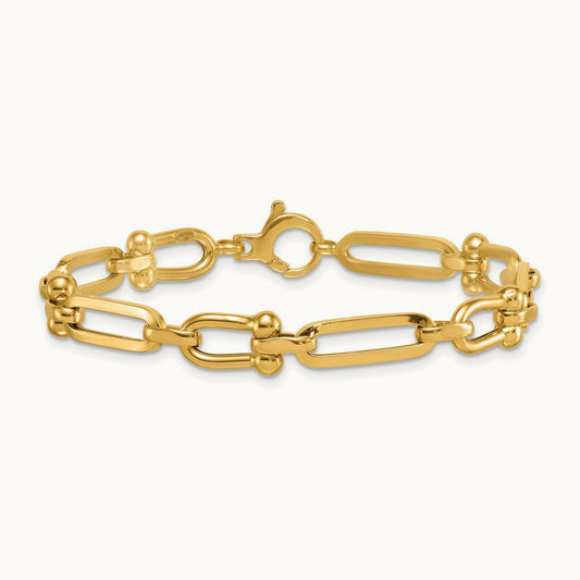 Polished Link 7.75in Bracelet, 14K