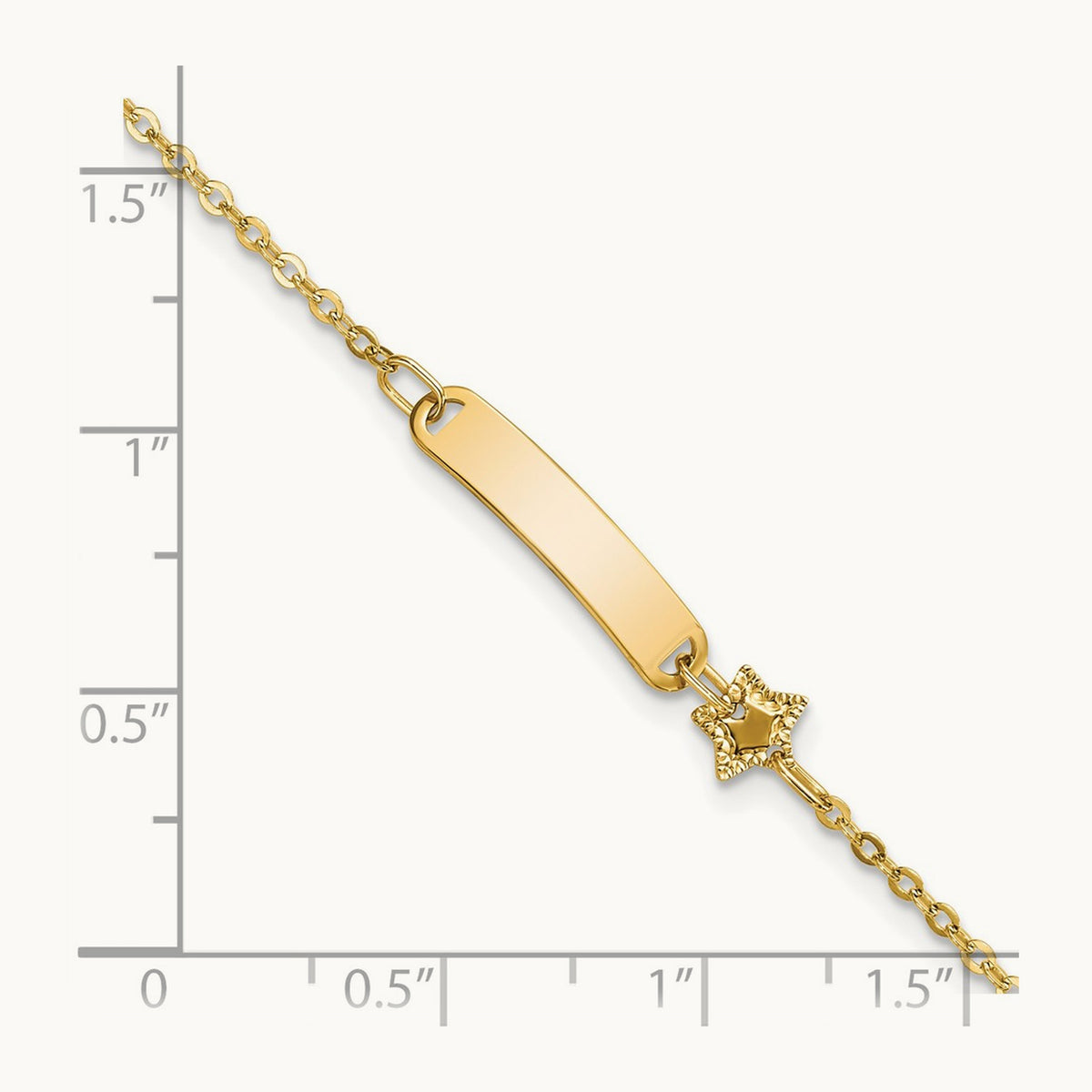 Polished ID with Star Childrens Bracelet, 14K