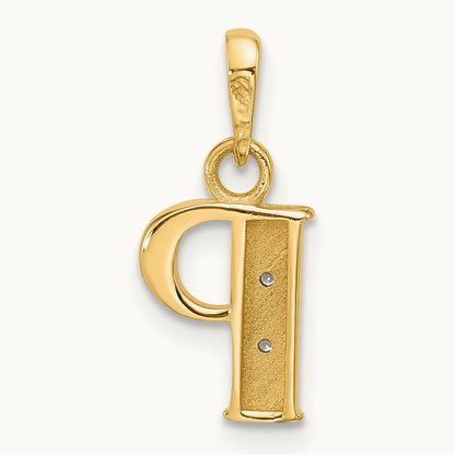 Diamond Letter P Initial Pendant, 14K with Rhodium