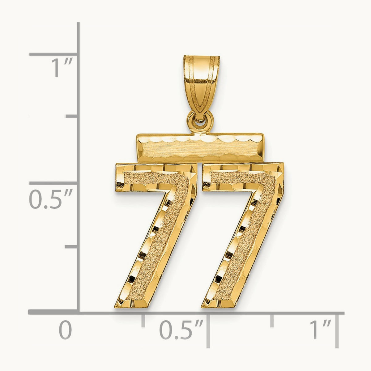 Medium Diamond-cut Number 77 Charm, 14K